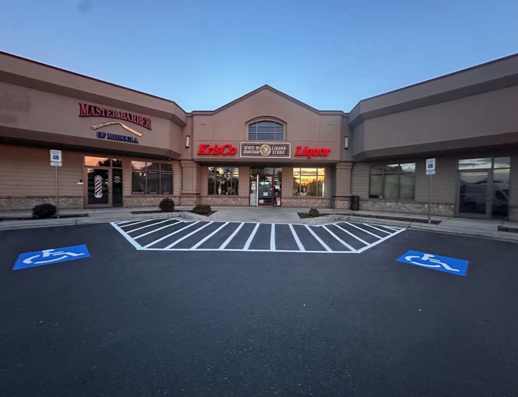 Freshly Painted handicap parking spot with wheelchair access