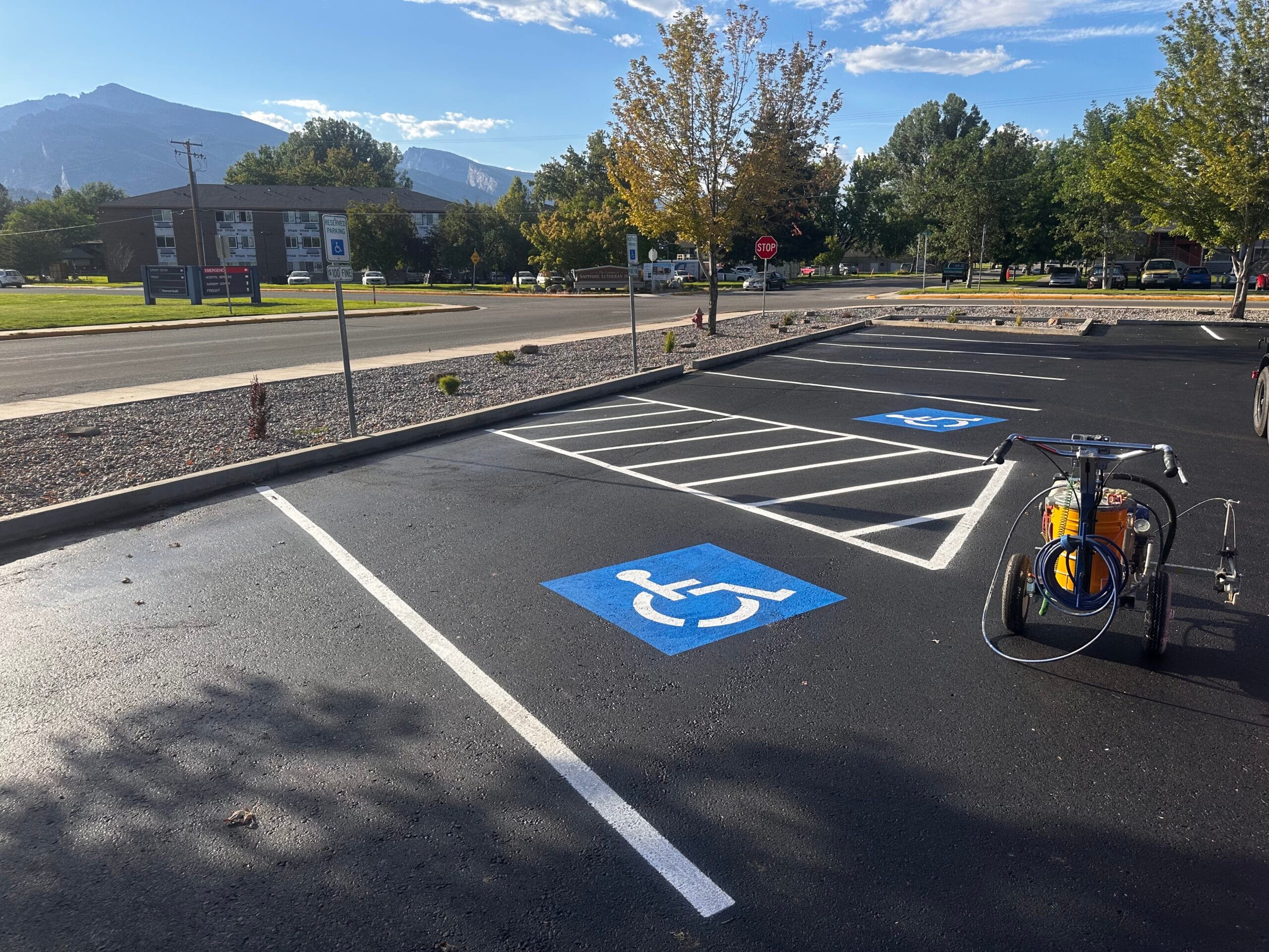 newly painted ADA compliant parking spaces and fresh striping